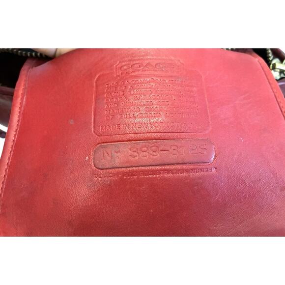 Vintage Red Leather Coach Crossbody Convertible Clutch Bag Brass Hardware - Picture 10 of 13